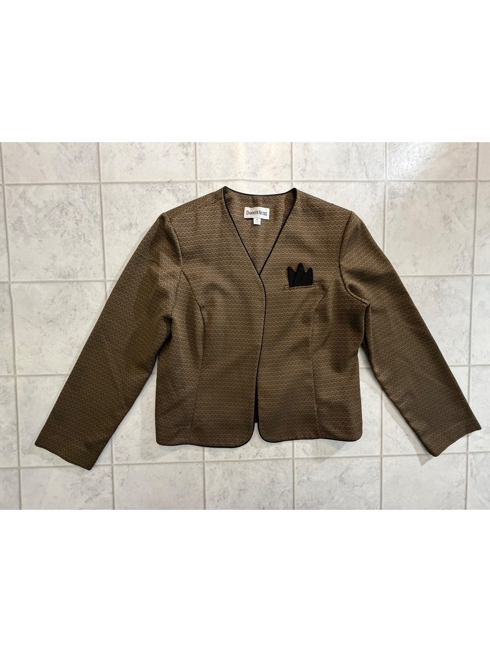 Danny and Nicole brown open front jacket